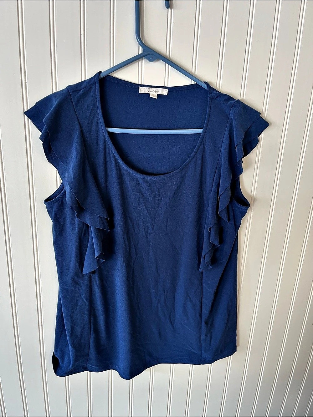 Madison Ruffle Sleeve Top in Blue Like New